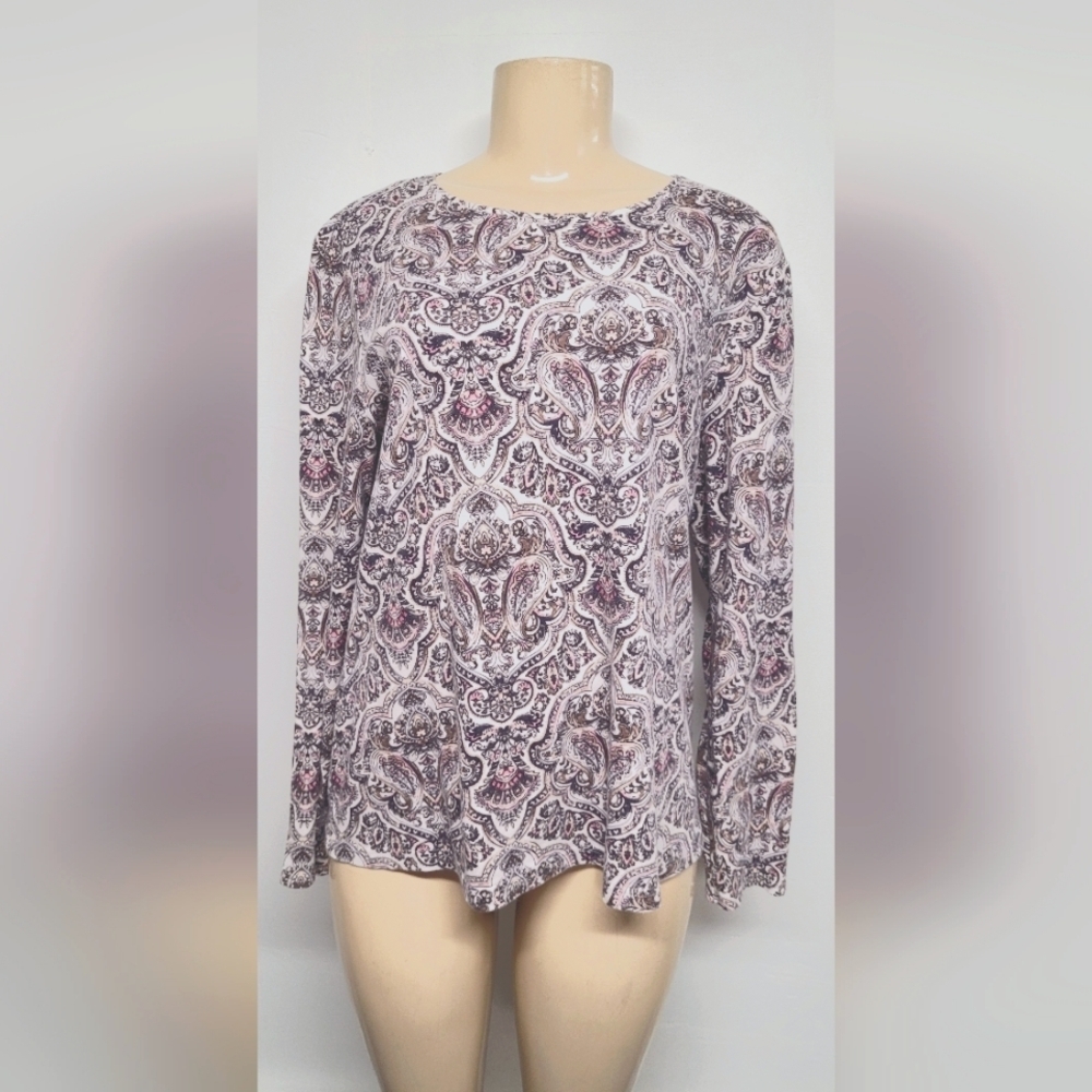 Croft & Barrow Classic Tee Long Sleeve Paisley XXL